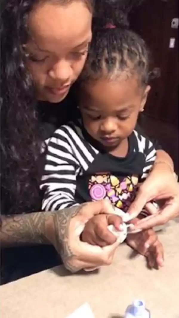 Photos: Rihanna shows her niece, Majesty, how to get her nails done